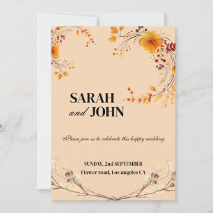 Invitación Terracotta Boho Floral Earthy Beige Boda