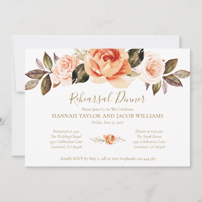 Invitación Terracotta Boho Floral Fall Boda Rally (Anverso)