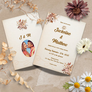 Invitación Terracotta Boho Pampas Floral Wedding