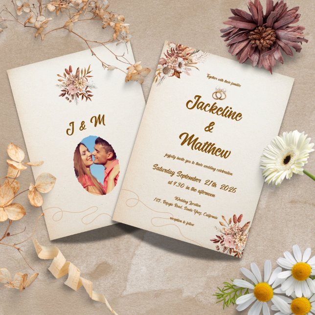 Invitación Terracotta Boho Pampas Floral Wedding (Subido por el creador)