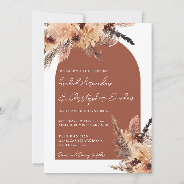 Invitación Terracotta Boho Pampas Grass Boda (Anverso)
