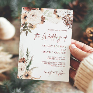 Invitación Terracotta Boho Pampas Grass Floral Otoño Boda