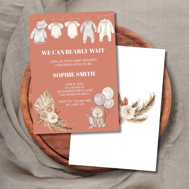 Invitación Terracotta Boho Pampas Podemos Esperar (Subido por el creador)