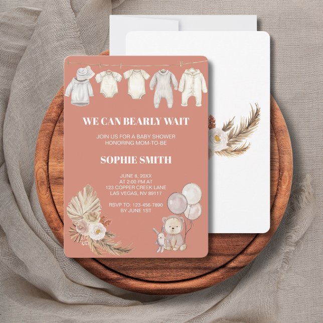 Invitación Terracotta Boho Pampas Podemos Esperar (Subido por el creador)