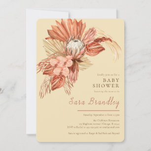 Invitación Terracotta boho pampas proteínas de hierba Baby Sh