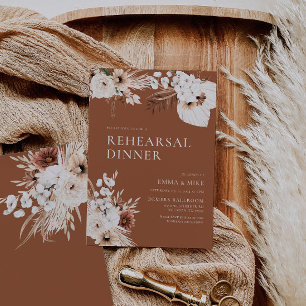 Invitación Terracotta Boho Pampas Rehearsal Dinner Invitation