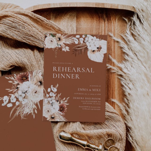 Invitación Terracotta Boho Pampas Rehearsal Dinner Invitation (Subido por el creador)