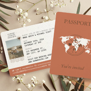 Invitación Terracotta Boho Passport Boda de destino
