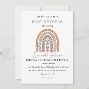 Invitación Terracotta Boho Rainbow baby shower