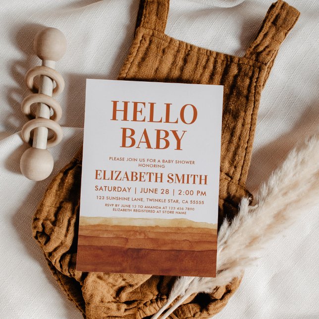 Invitación Terracotta Boho Resumen Desierto Baby Shower (Subido por el creador)
