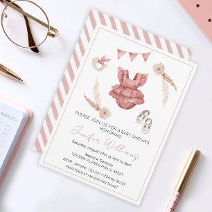 Invitación Terracotta boho ropa de bebé