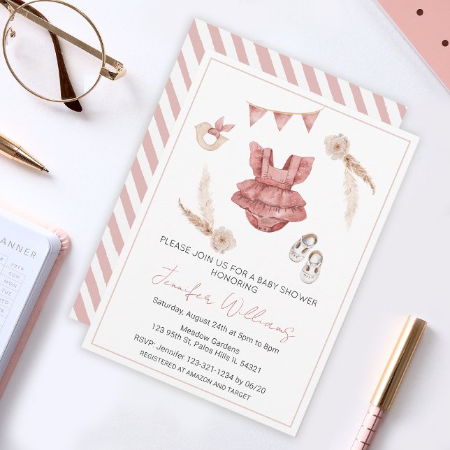 Invitación Terracotta boho ropa de bebé (Subido por el creador)