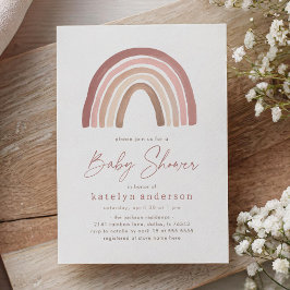 Invitación Terracotta Boho Rosa Rainbow Baby Shower