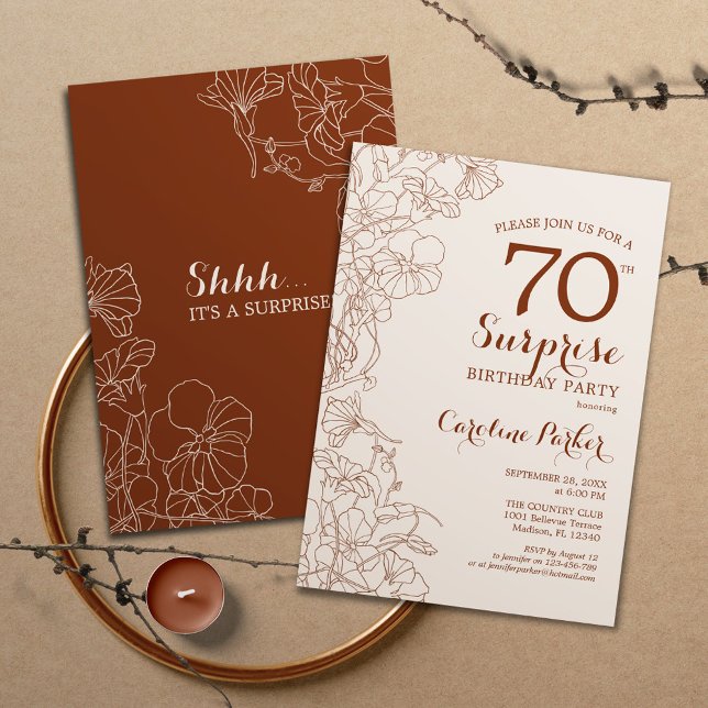 Invitación Terracotta Boho Sorpresa fiesta de cumpleaños núme (Subido por el creador)