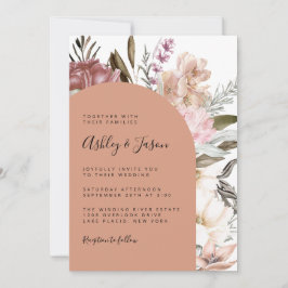 Invitación Terracotta Boho Watercolor Floral Boda