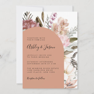 Invitación Terracotta Boho Watercolor Floral Boda