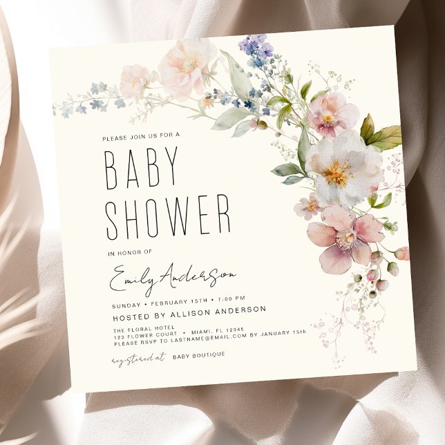 Invitación Terracotta Boho Wildflower Baby Shower Elegante (Subido por el creador)