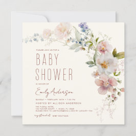 Invitación Terracotta Boho Wildflower Baby Shower Elegante