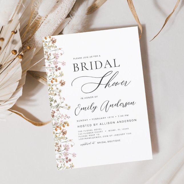 Invitación Terracotta Boho Wildflower Bridal Shower Elegante (Subido por el creador)