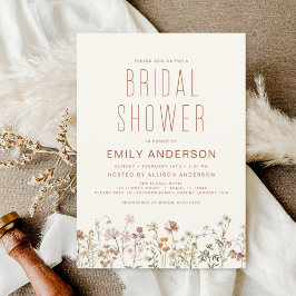 Invitación Terracotta Boho Wildflower Bridal Shower Elegante