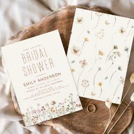 Invitación Terracotta Boho Wildflower Bridal Shower Elegante