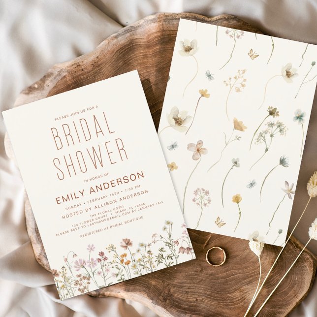 Invitación Terracotta Boho Wildflower Bridal Shower Elegante (Subido por el creador)