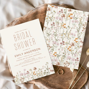 Invitación Terracotta Boho Wildflower Bridal Shower Elegante