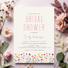 Invitación Terracotta Boho Wildflower Bridal Shower Elegante