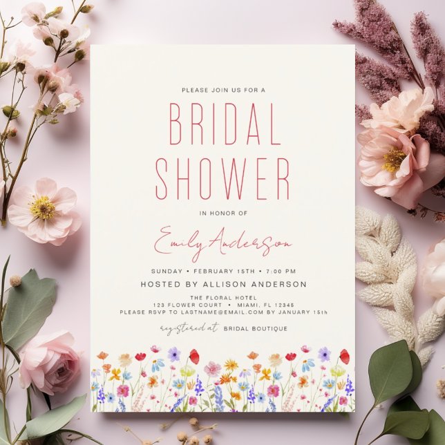 Invitación Terracotta Boho Wildflower Bridal Shower Elegante (Subido por el creador)