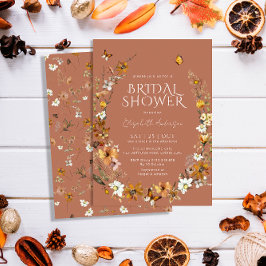 Invitación Terracotta Boho Wildflowers Ducha de novias