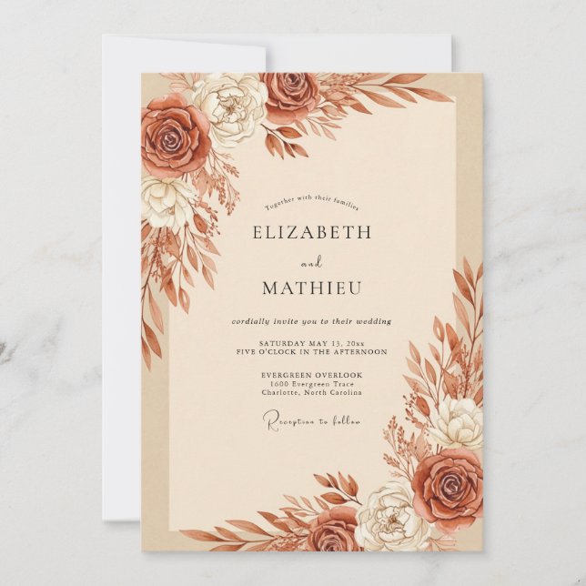 Invitación Terracotta Bountiful Autumnal Wedding (Anverso)