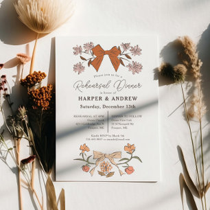 Invitación Terracotta Bows Blossom Boda ensayo Cena