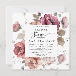 Invitación Terracotta Burgundy Fall Boho Floral Bridal Shower