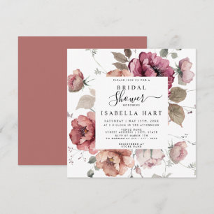Invitación Terracotta Burgundy Fall Boho Floral Bridal Shower