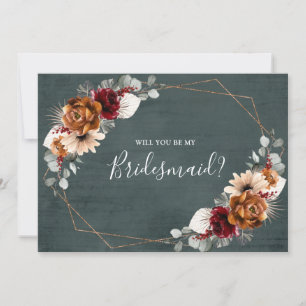 Invitación Terracotta Burgundy Serás Mi Bridesmaid Invi