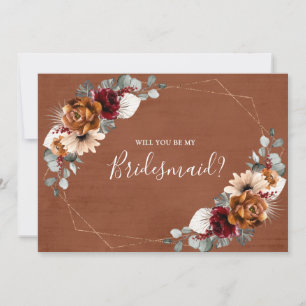 Invitación Terracotta Burgundy Serás Mi Bridesmaid Invi