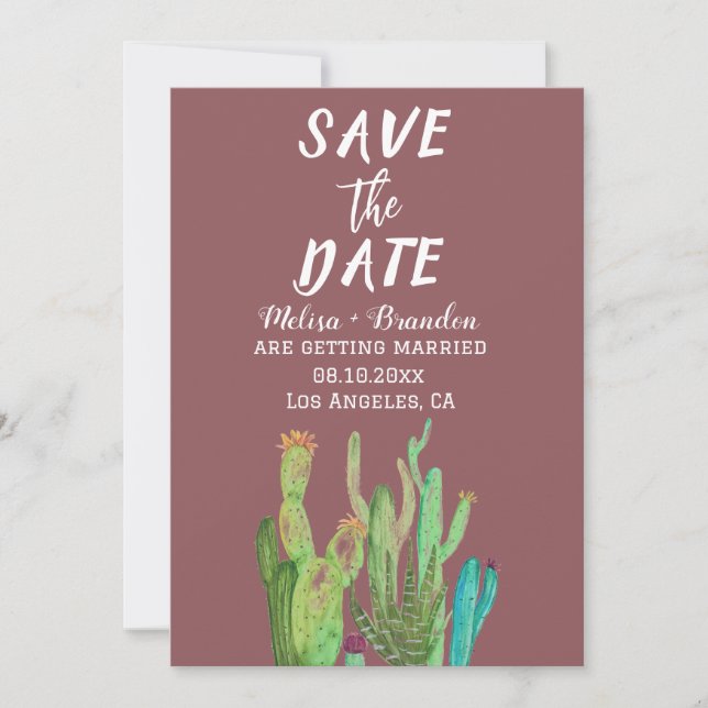 Invitación Terracotta Cactus Desert Arizona Boda ruso (Anverso)