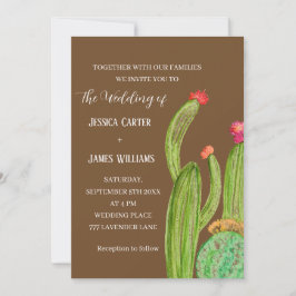 Invitación Terracotta Cactus Desert México Boda acuarela