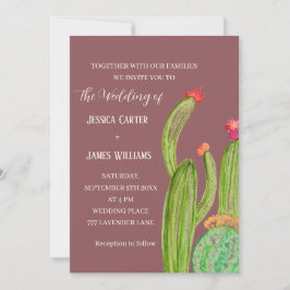Invitación Terracotta Cactus Desert México Boda acuarela