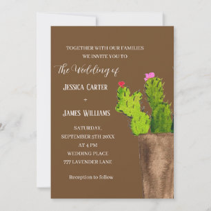 Invitación Terracotta Cactus Desert México Boda acuarela