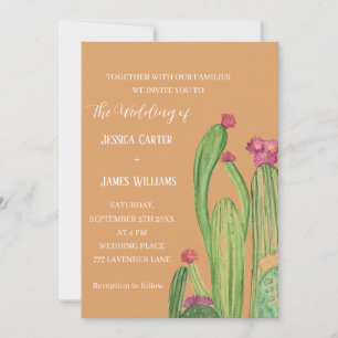 Invitación Terracotta Cactus Desert México Boda acuarela