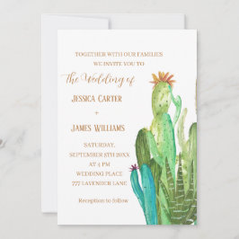Invitación Terracotta Cactus Desert México Boda acuarela