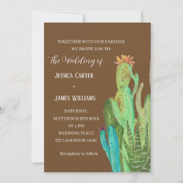 Invitación Terracotta Cactus Desert México Boda acuarela