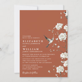 Invitación Terracotta Chinoiserie Floral Garden Wedding
