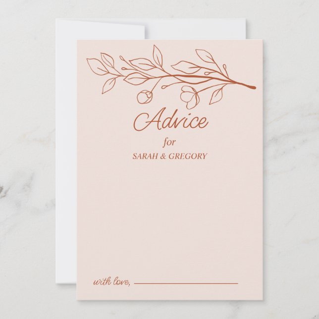 Invitación Terracotta Consejo simple del Boda de Boho Floral (Anverso)