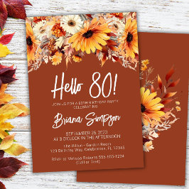 Invitación Terracotta Cumpleaños 80 Otoño Floral 