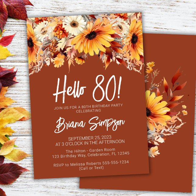 Invitación Terracotta Cumpleaños 80 Otoño Floral  (Subido por el creador)