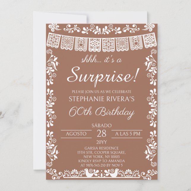Invitación Terracotta Cumpleaños Sorpresa 60 (Anverso)