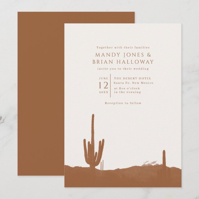 Invitación Terracotta Desert Cactus Wedding (Anverso / Reverso)