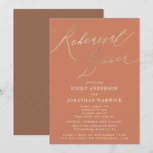 Invitación Terracotta Dusty Naranja elegante ensayo de boda